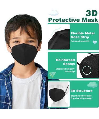 XDX Kids KN95 Masks for Children - 25 Pack Individually Wrapped Black Disposable Face Masks - 5 Layers, 95% Filter Efficiency - Breathable & Comfortable - Black-25pcs - Buy Online on GoSupps.com