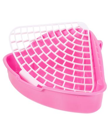 VILLFUL Box Rabbit Toilet Bunny Accessories Small Animal Critter Bath Pet Tub Plastic Cat Litter Tray 33X29.5X14CM Pink