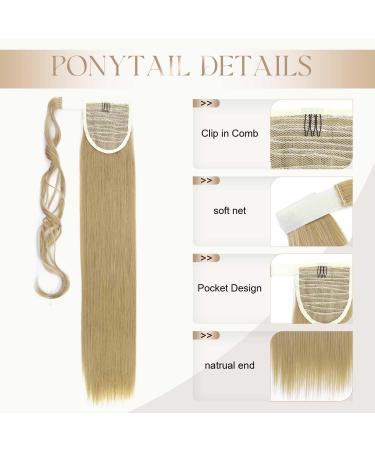 Shop S-noilite Clip-In Extensions - 66cm Ash Blonde Ponytail Hair Wraps | Realistic Smooth Hair Extensions in Various Colors - Buy Online on GoSupps.com