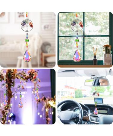 Chakra Healing Crystal Stone Sun Catcher Tree of Life Pendant - Natural Quartz Gemstone Rainbow Maker for Windows - Spiritual Gift for Women - Buy Online on GoSupps.com