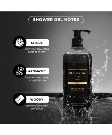 CEO MAN Body Wash - Refreshing Hydrating Shower Gel with Aloe Vera & Charcoal Powder | Deep Cleansing for Moisturized Skin - 500ml - Buy Online on GoSupps.com