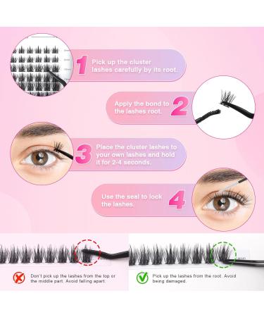 Glowing Win 144 PCS Eyelash Extensions Set - DIY Cluster Lashes with Bond & Seal Tweezers - 8-16mm Natural False Eyelashes - Buy Online on GoSupps.com