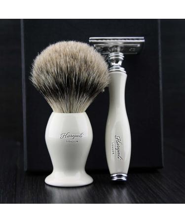 Buy Haryali London Double Edge Shaving Razor & Badger Hair Brush Kit | Premium Shaving Set for Men | International Shipping Available - Buy Online on GoSupps.com