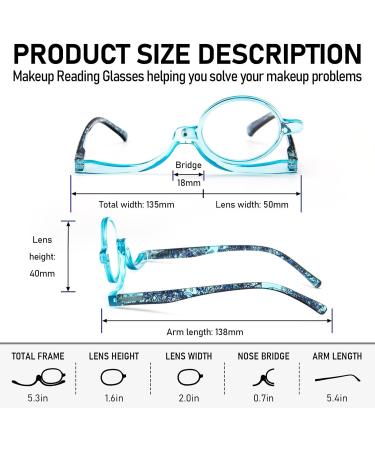 MMOWW Makeup Reading Glasses - Blue 1.0 Magnifying Makeup Glasses for Women with Rotating Single Lens - Buy Online on GoSupps.com