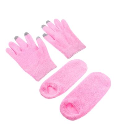 1 Set of Gloves and Foot Hands Spa Masks Women Gloves Repair Gloves Overnight Moisten Fabric Miss Pink Hand Sock