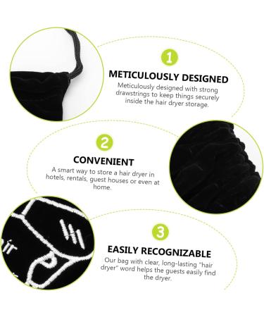 BIUDECO 2pcs Storage Bag Drawstring Closure Cover Makeup Storage Organizer Mini Hairdryer Bag Velvet Black - Buy Online on GoSupps.com