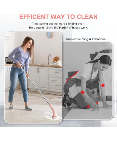 KrenLak Electric Spin Scrubber Cordless Cleaning Brush with 11 Replacement Heads Adjustable Extension Handle and Dual Speeds Power Scrubber Bathroom Cleaner Brush for Tub Floor Tile (Pink) - Buy Online on GoSupps.com