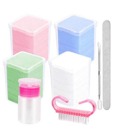 800 Pcs Lint Free Nail Wipes  Colorful Nail Wipes with Nail Polish Gel Remover Tools 60ml Nail Polish Remover Bottle Nail Files Nail Brush Cuticle Pusher for Clean Nail