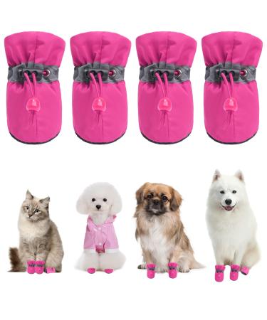 CALHNNA Dog Boots Puppy Paw Protectors Dog Snow Winter Booties with Anti Slip Socks Cat Dog Shoes for Small Medium Dogs #SIZE-3(Width1.18") Pink
