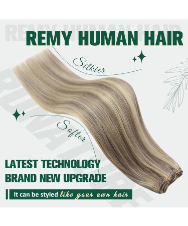 Runature 30cm Real Hair Extensions - Blond Highlighted Invisible Weft 70g Remy Human Hair #19AP60 - One Piece Easy Application - Buy Online on GoSupps.com