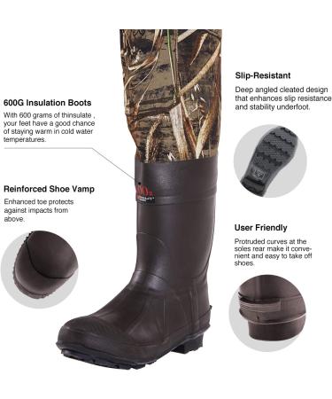 TIDEWE Chest Waders with 600G Insulation Realtree MAX5 Camo - Men's Waterproof Hunting Waders Size 11 - Buy Online on GoSupps.com