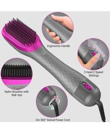 APOKE 3-in-1 Hair Dryer Brush & Straightener - Professional 1200W Ceramic Tourmaline Dryer Brush with Negative Ion Technology - Buy Online on GoSupps.com