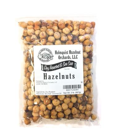 Holmquist Hazelnuts Dry Roasted Hazelnuts | Sea Salt | Skins Mostly Removed | HEART HEALTHY | NON-GMO, GLUTEN FREE, KOSHER, RESEALABLE, KETO-FRIENDLY | 2 LB Bag 2.0 Pounds