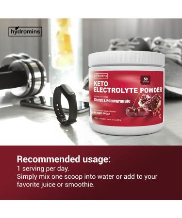 Hydromins Keto Electrolyte Powder - Cherry Pomegranate Flavor - 50 Servings | Vegan & Keto Friendly Hydration Supplement - Buy Online on GoSupps.com