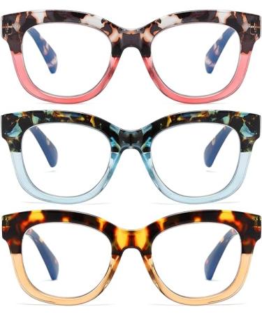 ZXYOO Oversized Reading Glasses for Women - Yellow Sunset&blue Sunset&pink Sunset - 3 Pack - 1.5 x
