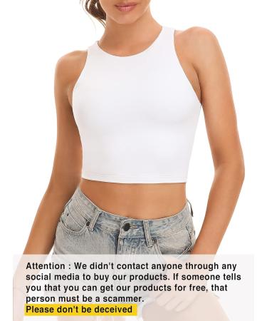 Yeawinta Women's Workout Crop Tops 2 Pack | Racerback Halter Neck Yoga Shirts | Sleeveless Athletic Tops - Black/White, Medium - Buy Online on GoSupps.com