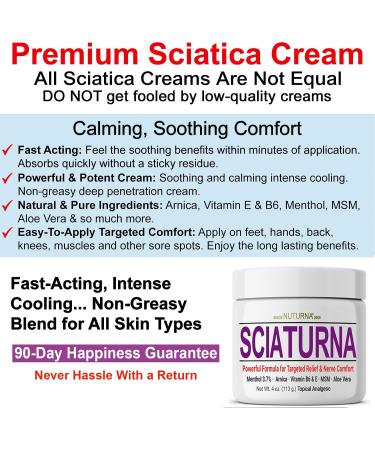 Sciatica Nerve Cream - Maximum Strength Comfort Cream for Feet, Hands, Legs, Toes, Back, Best Reliever - Natural Ultra Strength Arnica, MSM, Menthol, Soothing Comfort, Large 4 Oz - Buy Online on GoSupps.com