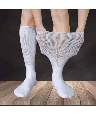 DULLEMIX Diabetic Socks - Extra Wide 22'' Non-Binding Calf Sock for Sensitive Swollen Feet - White, CALF1 - Buy Online on GoSupps.com