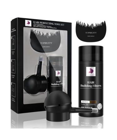 Hair Fibers for Thinning Hair Fiber Applicator 3-in-1 Set - Natural Concealing Hair Building Fibers - Long-Lasting Spray with Accessory for Crisp Hairlines, Thicker Beard & Styling (Dark Brown)