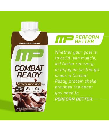 MusclePharm Combat Ready High Protein Shakes Ready to Drink 40g Protein 8g BCAAs 8.7g Glutamine 5g Fiber No Added Sugar Gluten Free Chocolate Fudge 17 Fl Oz (Pack of 12) - Buy Online on GoSupps.com