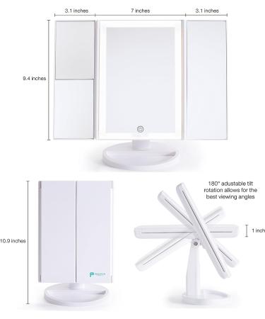 Prosper Beauty Lighted Makeup Mirror Vanity - 36 LED Lights - 1x/2x/3x Magnification - USB Charging - 180 Degree Adjustable Stand - Rose Gold - Buy Online on GoSupps.com