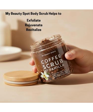 My Beauty Spot Coffee Scrub with Vanilla Dry Exfoliating Body Scrub & Face for Smooth Glowing Skin Deep Cleansing Body Exfoliator for Women Mix with Shower Gel or Water Coffee Body Scrub 10 oz - Buy Online on GoSupps.com