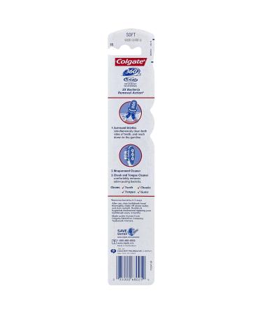 Colgate 360 Total Soft Toothbrush with Tongue & Cheek Cleaner - Soft Bristles for Ultimate Oral Care | Shop Internationally - Buy Online on GoSupps.com
