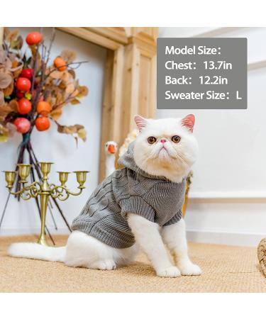 PUPTECK Winter Sweater Coat for Small Dogs & Cats - Soft Knitwear for Cold Weather - Grey - M Size - Buy Online on GoSupps.com