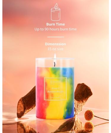Rose Candle | 15oz Hand-Poured Soy Wax | 90-Hour Burn | Vibrant Romance Aromatherapy | Perfect Candle Gifts for Women | Scented Rose & Amber Musk - Buy Online on GoSupps.com