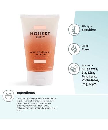 Honest Beauty Magic Gel-to-Milk Cleanser with Pink Kaolin Clay | 4 fl. oz. | EWG Certified, Dermatologist Tested, Cruelty Free - Buy Online on GoSupps.com