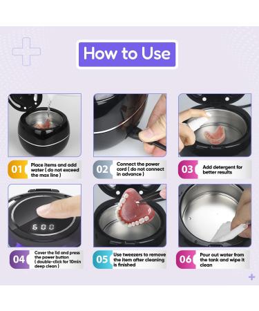 Premium 180ml Ultrasonic Retainer Cleaner Machine for Dentures, Aligners, Mouthguards, and Toothbrush Heads - Portable Denture Pod - Buy Online on GoSupps.com