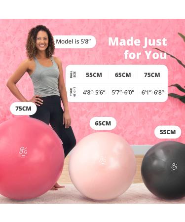 Greater Goods Professional Exercise Ball for Balance, Stability, and Pregnancy - Available in Multiple Sizes and Colors - 65cm Blush Pink - Buy Online on GoSupps.com
