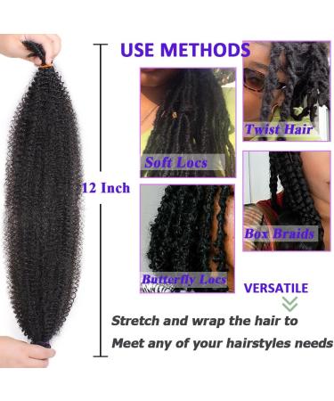 Leeven 12 Inch Springy Afro Twist Hair for Faux Locs 3 Packs Pre-Separate Popping Spring Twist Crochet Hair for Distressed Locs Afro Kinky Curly Marley Braiding Hair Extensions /1B# 12 Inch (Pack of 3) 1B# - Buy Online on GoSupps.com