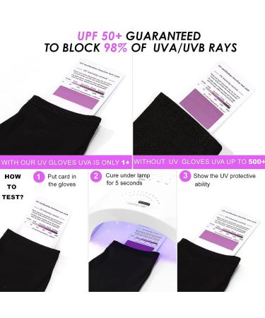 SINOKAME UV Gloves for Gel Nail Lamp | Full Coverage Finger UPF 50+ Protection | Cooling Tech Fabric with Silicone Print | Fingerless Sun UV Gloves for Women (Black) - Buy Online on GoSupps.com