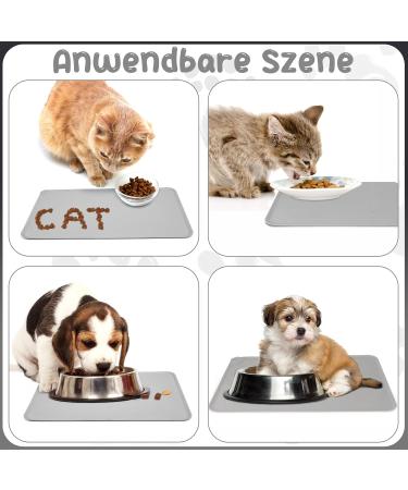 Newofview Waterproof Pet Feeding Mat - 2 Pieces Slipproof Silicone for Dogs & Cats 48x30cm - Gray Bowl Pad - Buy Online on GoSupps.com