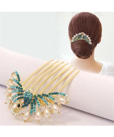 Bridal Wedding Hair Comb Rhinestone Plug Comb Hairpin Hair Simple Bridal Headdress for Women and Girls 8.5x9cm Green - Buy Online on GoSupps.com