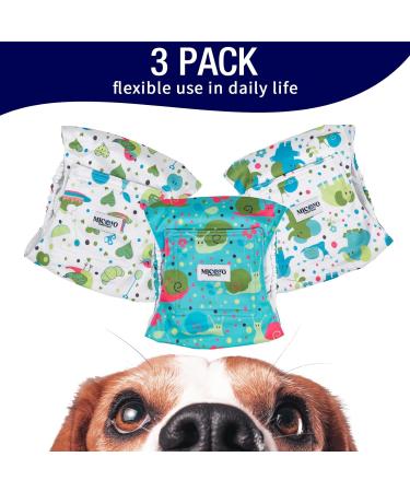 Micoooyo Washable Abdominal Bandage for Male Dogs | Reusable Adjustable Dog Diapers | Suction-Enabled Wraps 3-Pack (Elephants Snails Birds) - Small (22.8-33cm Waist) - Buy Online on GoSupps.com