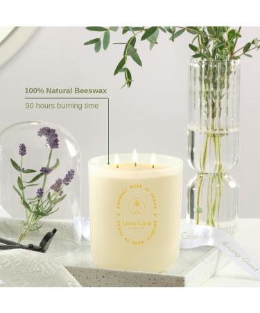 Tranquility Vanilla & Lavender Beeswax Candle - 90+ Hours Non-Toxic Scented Candle for Relaxation & Aromatherapy - 15 oz - Buy Online on GoSupps.com