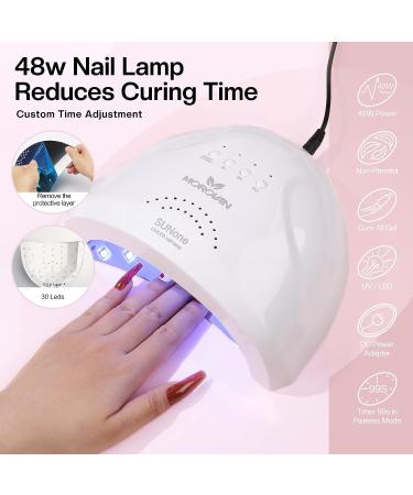 Morovan Poly Gel Nail Kit with Drill and Lamp - Complete Professional Set for Nail Art Extension - 48W Light Included - A1-Clear White Pink - Buy Online on GoSupps.com