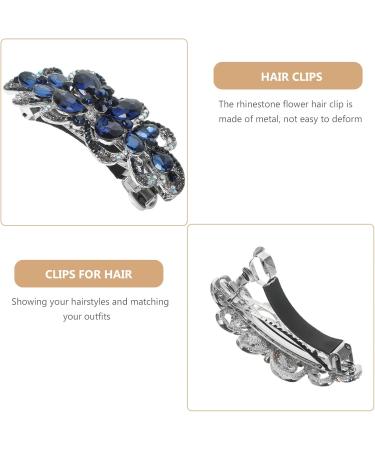 FRCOLOR Flower Crystal Rhinestones Hair Barrettes French Jewelry Hair Clip Luxury Glitter Sparkly Jeweled Hair Clips Fashion Spring Clip for Women Girls Hair Styling Accessories Dark Blue - Buy Online on GoSupps.com