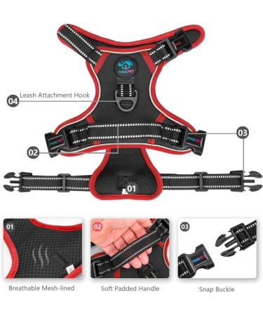 Phoepet Adjustable Safety Dishes for Medium & Large Dogs - Padded Handle & Reflective Dog Harness - Easy Control for Daily Walks in Black (L) - Buy Online on GoSupps.com