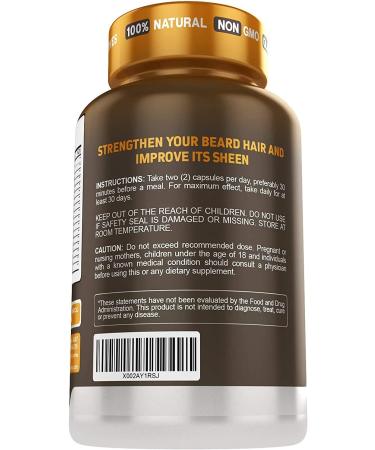 Beard Growth Vitamins for Men - Biotin & Zinc Supplement for Thicker, Fuller Facial Hair - Veggie Capsules - Buy Online on GoSupps.com