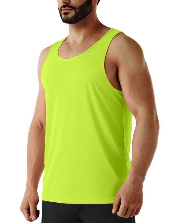 URBEST Men's Neon Workout Sleeveless Shirts Quick Dry Swim Beach Muscle Gym Running Athletic Tank Top Neon Green 4X-Large