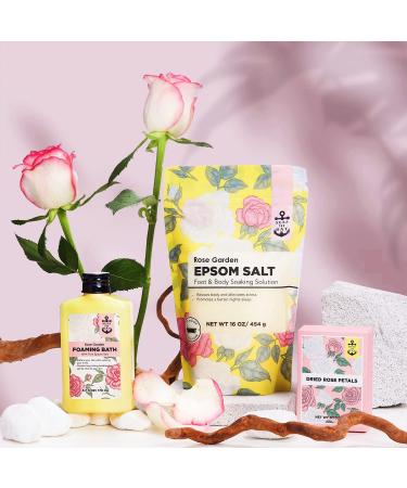 Rose Scented Spa Gift Set for Women | Relaxing Bath Kit with Epsom Salt, Bubble Bath, Rose Petals, Silk Eye Mask | Birthday Self Care & Romantic Gift Basket - Buy Online on GoSupps.com