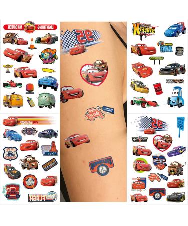 Car Temporary Tattoos 4sheets Fake Tattoos Lightning Race Cars Toys Birthday Party Favor Supplies for Kids Woman Adult