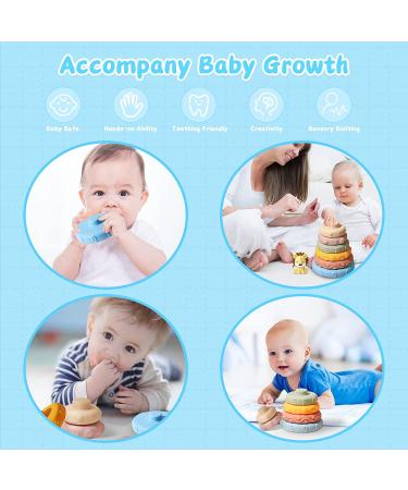 Baby Stacking Toys Ring Stacker 7pcs - Montessori Brain Development - Soft Teething & Sensory Stackable Toys for 1 Year Old Boys & Girls - Buy Online on GoSupps.com