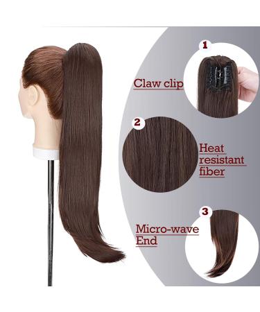 Medium Brown Ponytail Extension - 22 Micro-Wavy Clip-In Hair Braid Heat-Resistant Realistic Look - Buy Online on GoSupps.com