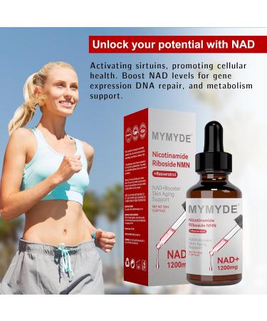 MYMYDE NAD+1200mg Booster Supplement with Nicotinamide Riboside Resveratrol NMN 1200mg 50ml Liquid Drops for Cellular Health Anti-Aging Support - Buy Online on GoSupps.com