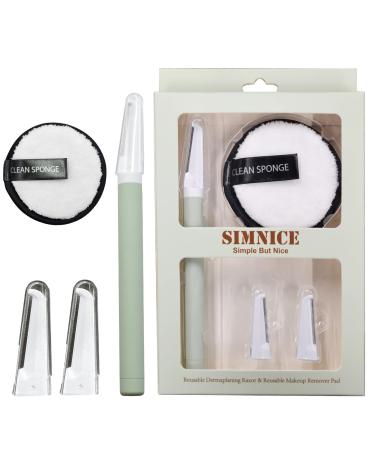 Simnice Facial Dermaplaning Tool Dermaplane Razor Professional Face Eyebrow Razors for Women Peach Fuzz Removal Face Shaver with Replaceable Blades Reusable Makeup Remove Pads for Face Exfoliation