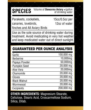 Farmalab - Natural Dewormer No Withdraw Hens Ducks Roosters Turkeys Goose Parakeets Cockatiels Lovebirds Finches Quakers Pigeons Palomas Buchones All Baby Chicks - 8oz Caged Birds Aviary - Buy Online on GoSupps.com